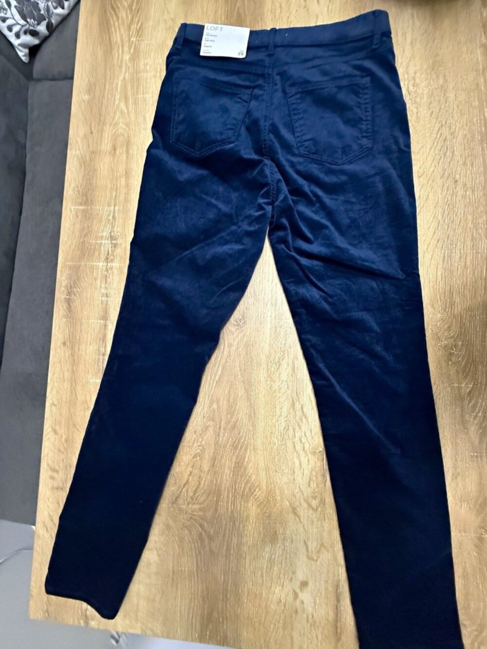 LOFT Blue Solid High Rise Corduroy Skinny Pants Womens Regular Stretch